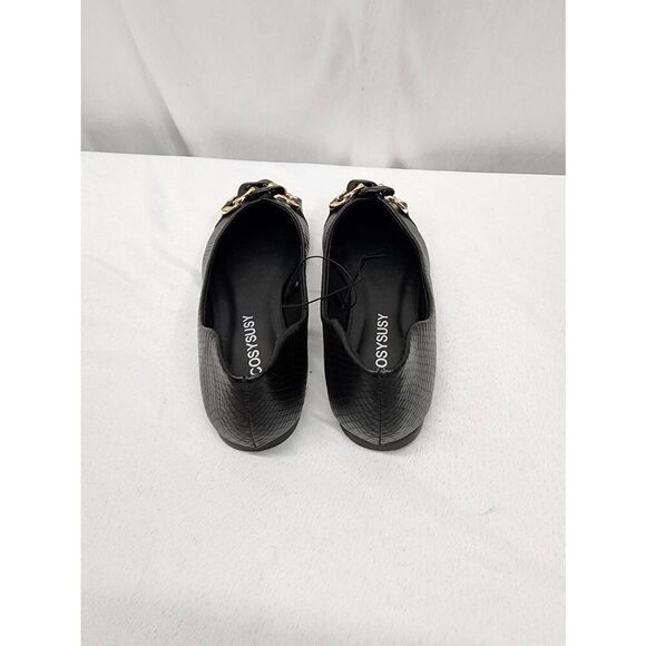 Women's Size 8.5 Ballet Flat Shoes Pointed Toe Slip On Snake Skin Embossed Vegan - Picture 4 of 8